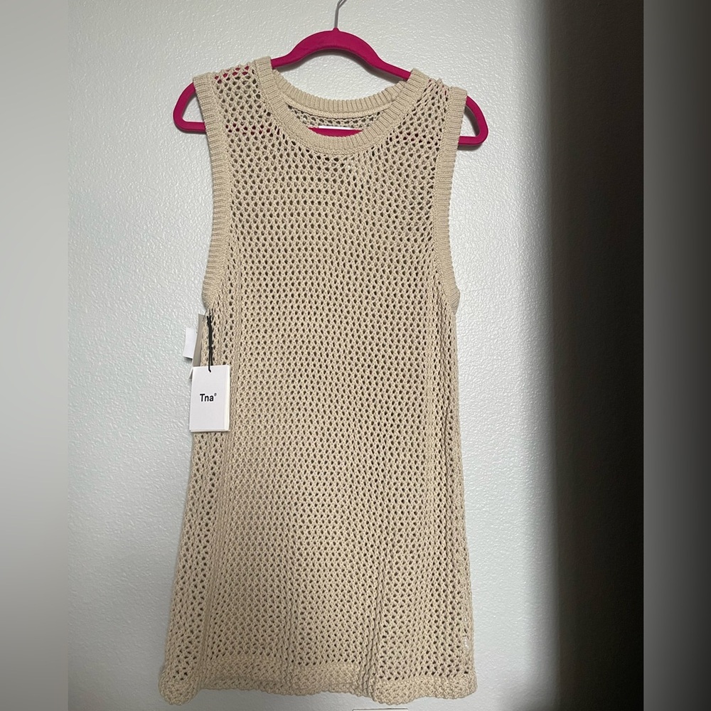 TNA Large Crochet Neutral Dress